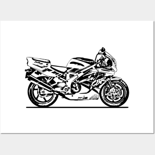 CBR900RR Fireblade Motorcycle Sketch Art Posters and Art